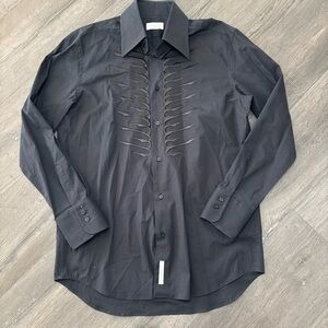 Richmond X Button-Up Shirt Men's L Black Embroidered Western Formal Cuffed
